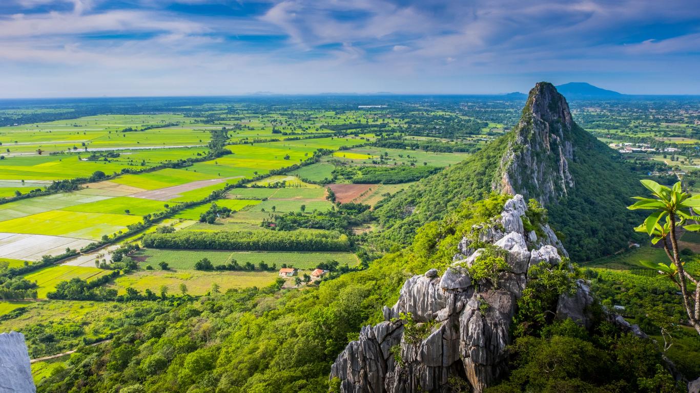 A temple and lotus pond in Nakhon Sawan, Thailand